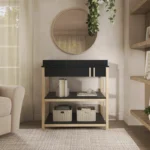 Furnishiaa Matte Black Vintage Changing Table