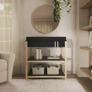 Furnishiaa Matte Black Vintage Changing Table