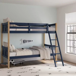 Solid Wood Twin-over-Twin Bunk Bed (Convertible)