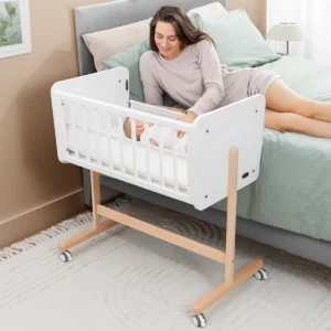 Wooden Bedside Bassinet Sleeper for Newborns and Infants