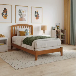Solid Wood Foundation Bed – Classic & Durable Design