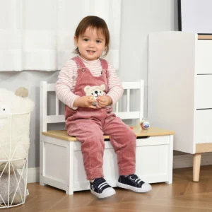 2-in-1 Kids Toy Storage Bench – Wooden Organizer Chest with Seat