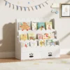 3-Tier Bamboo Kids Bookcase with Drawers – Montessori Style