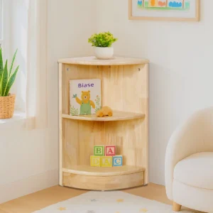 Solid Rubberwood Corner Cabinet – Compact Storage Unit