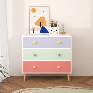 Kids 3 Drawer Dresser / Baby Nightstand with Storage