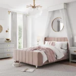 Full/Double Upholstered Platform Bed (Wingback Design)
