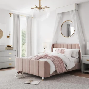 Full/Double Upholstered Platform Bed (Wingback Design)   