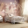 Metal Twin Carriage Bed with Canopy