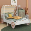 Wood Platform Car Bed with 3D Carving Pattern