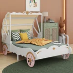 Wood Platform Car Bed with 3D Carving Pattern
