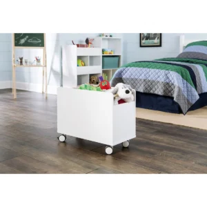 White Toy Chest with Wheels – Kids Storage Organizer