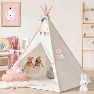 Kids Play Tent with Mat, Lights & Storage Bag