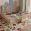 Kids Floor Platform Bed with Fence & Door
