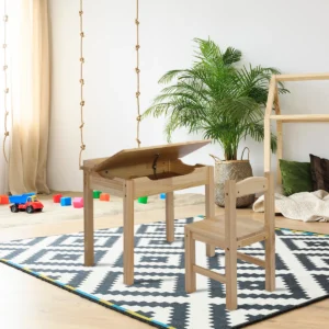 Wooden Kids Activity Table Set with Flip Top & Storage