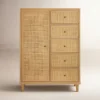 Cane Assembled Chifforobe – 5 Drawer Wardrobe with Hanging Space
