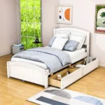 Twin Platform Bed with Storage Drawers & Headboard