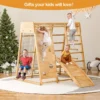 8-in-1 Indoor Wooden Kids Climber Playset with Slide & Swing