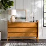 Wide 6-Drawer Dresser with Mirror – Modern Storage Unit