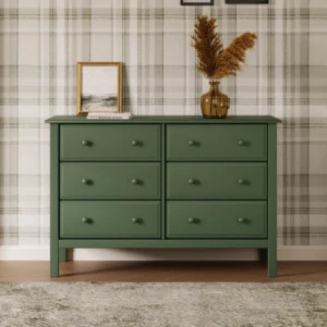 6 Drawer Double Dresser – Wooden Nursery & Kids Bedroom Storage Chest