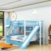 2 Drawers Bunk Bed with Storage Stairs, Slide and Bookcase