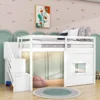 Twin Size Loft Bed with Storage Staircase and Window