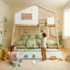 Treehouse Heavy Duty Wood Staircase Twin over Full Bunk Beds with Trundle